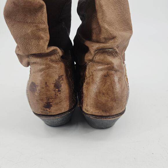 Vintage Dingo Slouch Cowboy Western Boot tan leather genuine snakeskin Mens 9.5 main image 10